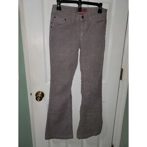SO Stretch Corduroy Flare Pants Womens 7 Taupe Gray Mid Rise Five Pocket Casual